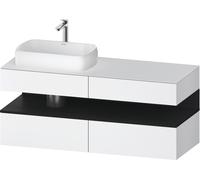 Duravit Collection One Meuble sous-vasque sur console, 2 tiroirs, 2 coulissants, découpe à gauche, 1400x550x600mm, crédence en chêne noir, QA4765016180010, QA4765016180010, Colorazione: Bianco opaco/c