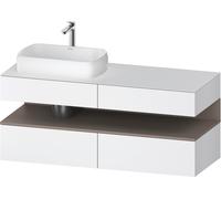 Duravit Collection One Meuble sous-vasque sur console, 2 tiroirs, 2 coulissants, découpe à gauche, 1400x550x600mm, niche basalte mat, QA4765043180010, QA4765043180010, Colorazione: Bianco opaco/con il