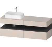 Duravit Collection One Meuble sous-vasque sur console, 2 tiroirs, 2 coulissants, découpe à gauche, 1600x550x600mm, niche graphite mat, QA4777049910010, QA4777049910010, Colorazione: Taupe opaco/con il