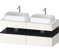 Duravit Collection One Meuble sous-vasque sur console, 2 tiroirs, 2 découpes, 1400x550x600mm, crédence en chêne noir, QA4767016840000, QA4767016840000, Colorazione: Bianco Supermatt