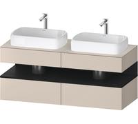 Duravit Collection One Meuble sous-vasque sur console, 2 tiroirs, 2 découpes, 1400x550x600mm, crédence en chêne noir, QA4767016830010, QA4767016830010, Colorazione: Supermateria di colore grigio con i