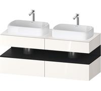 Duravit Collection One Meuble sous-vasque sur console, 2 tiroirs, 2 découpes, 1400x550x600mm, crédence en chêne noir, QA4767016220000, QA4767016220000, Colorazione: Bianco lucido