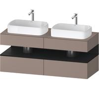 Duravit Collection One Meuble sous-vasque sur console, 2 tiroirs, 2 découpes, 1400x550x600mm, crédence en chêne noir, QA4767016430010, QA4767016430010, Colorazione: Basalto opaco/con illuminazione a n
