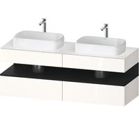 Duravit Collection One Meuble sous-vasque sur console, 2 tiroirs, 2 découpes, 1600x550x600mm, crédence en chêne noir, QA4779016220010, QA4779016220010, Colorazione: Bianco lucido/con illuminazione a n