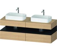 Duravit Collection One Meuble sous-vasque sur console, 2 tiroirs, 2 découpes, 1600x550x600mm, crédence en chêne noir, QA4779016300010, QA4779016300010, Colorazione: Rovere naturale/con illuminazione a