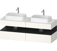 Duravit Collection One Meuble sous-vasque sur console, 2 tiroirs, 2 découpes, 1600x550x600mm, crédence en chêne noir, QA4779016840010, QA4779016840010, Colorazione: Supermateria bianca con illuminazio
