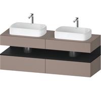Duravit Collection One Meuble sous-vasque sur console, 2 tiroirs, 2 découpes, 1600x550x600mm, crédence en chêne noir, QA4779016430010, QA4779016430010, Colorazione: Basalto opaco/con illuminazione a n