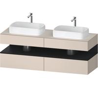 Duravit Collection One Meuble sous-vasque sur console, 2 tiroirs, 2 découpes, 1600x550x600mm, crédence en chêne noir, QA4779016830010, QA4779016830010, Colorazione: Supermateria di colore grigio con i