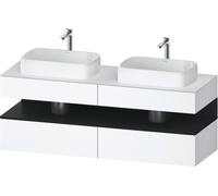 Duravit Collection One Meuble sous-vasque sur console, 2 tiroirs, 2 découpes, 1600x550x600mm, crédence en chêne noir, QA4779016180010, QA4779016180010, Colorazione: Bianco opaco/con illuminazione di n