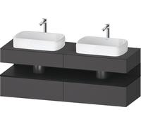 Duravit Collection One Meuble sous-vasque sur console, 2 tiroirs, 2 découpes, 1600x550x600mm, crédence en chêne noir, QA4779016490010, QA4779016490010, Colorazione: Grafite opaco/con illuminazione di