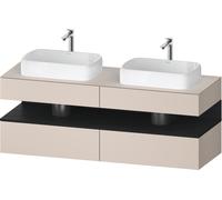 Duravit Collection One Meuble sous-vasque sur console, 2 tiroirs, 2 découpes, 1600x550x600mm, crédence en chêne noir, QA4779016910010, QA4779016910010, Colorazione: Taupe opaco/con illuminazione a nic