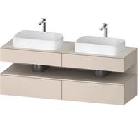 Duravit Collection One Meuble sous-vasque sur console, 2 tiroirs, 2 découpes, 1600x550x600mm, niche Taupe Supermatt, QA4779083830010, QA4779083830010, Colorazione: Supermateria di colore grigio con il