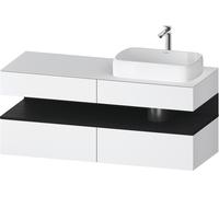 Duravit Collection One Meuble sous-vasque sur console, 2 tiroirs, découpe à droite, 1400x550x600mm, crédence en chêne noir, QA4766016180000, QA4766016180000, Colorazione: Bianco Opaco