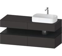 Duravit Collection One Meuble sous-vasque sur console, 2 tiroirs, découpe à droite, 1400x550x600mm, crédence en chêne noir, QA4766016800000, QA4766016800000, Colorazione: grafite supermatt