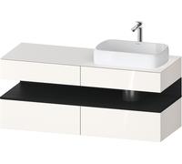 Duravit Collection One Meuble sous-vasque sur console, 2 tiroirs, découpe à droite, 1400x550x600mm, crédence en chêne noir, QA4766016220010, QA4766016220010, Colorazione: Bianco lucido/con illuminazio