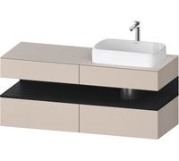 Duravit Collection One Meuble sous-vasque sur console, 2 tiroirs, découpe à droite, 1400x550x600mm, crédence en chêne noir, QA4766016910010, QA4766016910010, Colorazione: Taupe opaco/con illuminazione