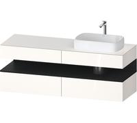 Duravit Collection One Meuble sous-vasque sur console, 2 tiroirs, découpe à droite, 1600x550x600mm, crédence en chêne noir, QA4778016220000, QA4778016220000, Colorazione: Bianco lucido
