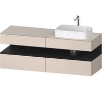 Duravit Collection One Meuble sous-vasque sur console, 2 tiroirs, découpe à droite, 1600x550x600mm, crédence en chêne noir, QA4778016830010, QA4778016830010, Colorazione: Supermateria di colore grigio