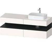 Duravit Collection One Meuble sous-vasque sur console, 2 tiroirs, découpe à droite, 1600x550x600mm, crédence en chêne noir, QA4778016840000, QA4778016840000, Colorazione: Bianco Supermatt
