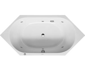 Duravit D-Code baignoire balnéo, 1900x900mm, 2 pentes de dos, Jet Project, hexagonal, écoulement central, blanc brillant, 760138000JP1000, 760138000JP1000