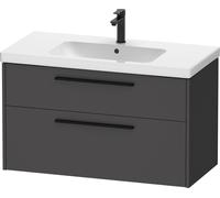 Duravit D-Code bâti-support pour lavabo, 1 tiroir, 1 tiroir, 984x460mm, découpe siphon, avec poignée, DC46730BD490000, DC46730BD490000, Colorazione: Corpo in grafite opaca, manico nero diamante opaco