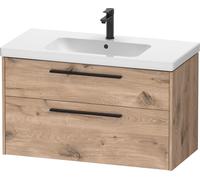 Duravit D-Code bâti-support pour lavabo, 1 tiroir, 1 tiroir, 984x460mm, découpe siphon, avec poignée, DC46730BD550000, DC46730BD550000, Colorazione: Cassa in rovere marmorizzato, maniglia nero diamant