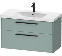 Duravit D-Code bâti-support pour lavabo, 1 tiroir, 1 tiroir, 984x460mm, découpe siphon, avec poignée, DC46730BDHG0000, DC46730BDHG0000, Colorazione: Corpo verde fiordo opaco, impugnatura nero diamante