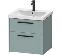Duravit D-Code ensemble pour meuble, lavabo pour meuble avec meuble sous-vasque suspendu, 584x460x555mm, DC02920BDHG0000, DC02920BDHG0000, Colorazione: Corpo verde fiordo opaco, impugnatura nero diama