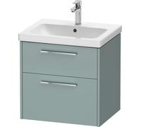 Duravit D-Code ensemble pour meuble, lavabo pour meuble avec meuble sous-vasque suspendu, 584x460x555mm, DC0292010HG0000, DC0292010HG0000, Colorazione: Cassa verde fiordo opaco, maniglia cromata lucid