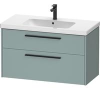 Duravit D-Code Ensemble pour meuble, lavabo pour meuble avec soubassement pour lavabo suspendu, 984x460x555mm, DC02940BDHG0000, DC02940BDHG0000, Colorazione: Corpo verde fiordo opaco, impugnatura nero