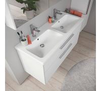 Duravit D-Code double lavabo, avec 2 trous pour robinets, avec trop-plein, 1200x480x165mm, blanc brillant, 24001200002, 24001200002