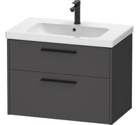 Duravit D-Code Meuble sous-lavabo, 1 tiroir, 1 tiroir, 784x460mm, découpe siphon, avec poignée, DC46720BD490000, DC46720BD490000, Colorazione: Corpo in grafite opaca, manico nero diamante opaco
