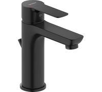 Duravit D-code - Rubinetto per lavabo, misura M (altezza erogatore 167 mm), rubinetto a risparmio energetico (FreshStart), con scarico a tiranti, nero opaco