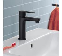 Duravit D-Code - Rubinetto per lavabo, misura M (altezza erogatore 167 mm), a risparmio energetico (FreshStart), rubinetto per bagno (MinusFlow), nero opaco