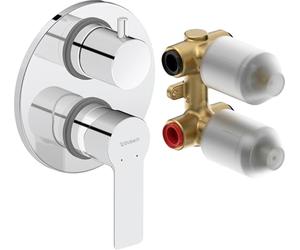 Duravit D-Code - Set rubinetto per vasca da bagno, per 2 consumatori, con kit di montaggio prefabbricato con corpo di base a incasso, miscelatore monocomando con sistema di miscelazione in ceramica,