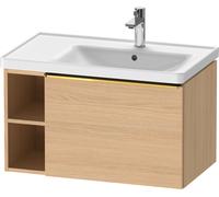 Duravit D-Neo bâti-support lavabo suspendu, 784x440x452mm, 1 tiroir, 1 compartiment ouvert sur le côté gauche, avec poignée or poli, DE4257034300000, DE4257034300000, Colorazione: Decoro rovere natura