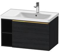 Duravit D-Neo bâti-support lavabo suspendu, 784x440x452mm, 1 tiroir, 1 compartiment ouvert sur le côté gauche, avec poignée or poli, DE4257034160000, DE4257034160000, Colorazione: Rovere nero opaco