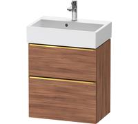 Duravit D-Neo bâti-support lavabo suspendu, Compact, 584x625x372mm, 1 tiroir, avec poignée or poli, DE4329034790000, DE4329034790000, Colorazione: Decoro noce opaco