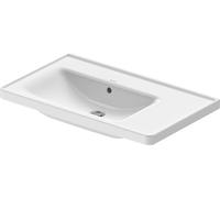 Lavabo Duravit D-Neo, lavabo a sinistra, 800x480 mm, senza foro per rubinetto, con sfioratore, bianco lucido, 2369800060