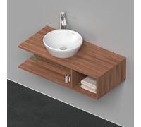 Duravit D-Neo Meuble sous-lavabo en console suspendu, Compact, 1000x260x480mm, 1 compartiment ouvert sur le côté à droite, DE491907979, DE491907979, Colorazione: Decorazione naturale in noce
