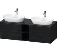 Duravit D-Neo, meuble sous-lavabo mural (découpe des deux côtés), largeur 1400 x profondeur 550mm, 2x tiroirs, 1x tablette ouverte, avec poignée, DE4950B1616, DE4950B1616, Colorazione: Quercia nera