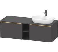 Duravit D-Neo Meuble sous-vasque en console suspendu (découpe à droite), 1400x459x550mm, 2 tiroirs, 2 compartiments ouverts, avec poignée or poli, DE4950R34490000, DE4950R34490000, Colorazione: Grafit