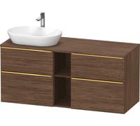 Duravit D-Neo Meuble sous-vasque sur console suspendu (découpe à gauche), 1400x664x550mm, 2 tiroirs, 2 compartiments ouverts, avec poignée or poli, DE4970L34210000, DE4970L34210000, Colorazione: Decor