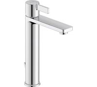 Duravit D-Neo Rubinetto bagno lavabo, Taglia L (altezza bocca 206 mm), Miscelatore lavabo bagno con saltarello, Rubinetti bagno, cromo