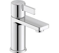 Duravit D-Neo Rubinetto bagno lavabo, Taglia S (altezza bocca 87 mm), Miscelatore lavabo bagno senza saltarello, Rubinetti bagno con funzione FreshStart, cromo