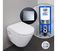 Duravit D-Neo set completo WC sospeso con elemento incasso neeos,, 45870900A1+16601CR#SET, D-Neo bianco [WC > WC con Elementi Incasso]