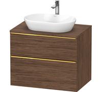 Duravit D-Neo, sous-vasque en console suspendue, 800x664x550mm, 1x tiroir, 1x tiroir, avec poignée or poli, DE4967034210000, DE4967034210000, Colorazione: Decoro noce scuro opaco