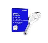 Duravit doccetta universale, con 3 tipi di getto, cromata/bianca | Testina doccia rotonda (Ø 120 mm), portata ridotta a 9 l/min (3 bar), facile da pulire