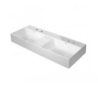 Duravit DuraSquare lavabo double, meuble lavabo double 120x47cm, 2 trous pour robinet, sans trop-plein, avec banc pour trou de robinet, 23531200401, 23531200401, Colorazione: Bianco con Wondergliss