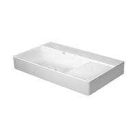 Lavabo Duravit DuraSquare, lavabo arredo lavabo levigato asimmetricamente 80x47cm, senza foro per rubinetto, senza sfioratore, con panca per rubinetto, lavabo a sinistra, Colorazione: Bianco